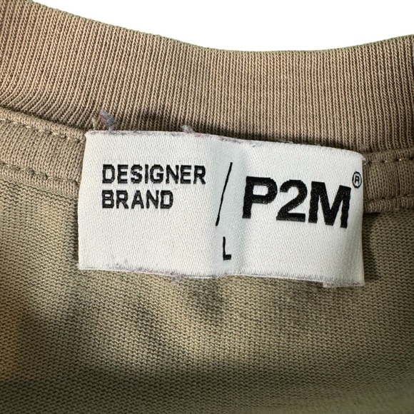 P2M Designer Brand Tan At Redemption Attempt Print Round Neck T Shirt Size Large - Picture 4 of 8